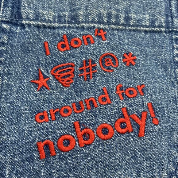 Vintage 2000 Warner Bros Taz I Don't @ Around for Nobody Button XXL Shirt Blue - Picture 6 of 9